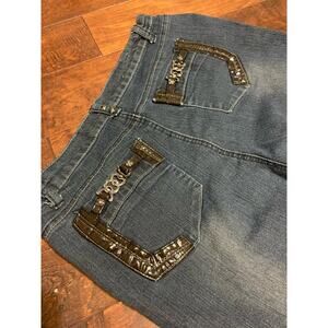 No Fuse Jeans w/ Brown Pleather Accents - Sz 14